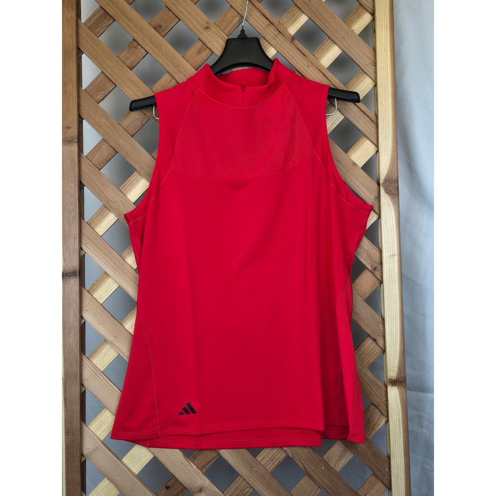 Adidas Ultimate Zip Sleeveless Golf Polo Women L Pure Ruby - NEW